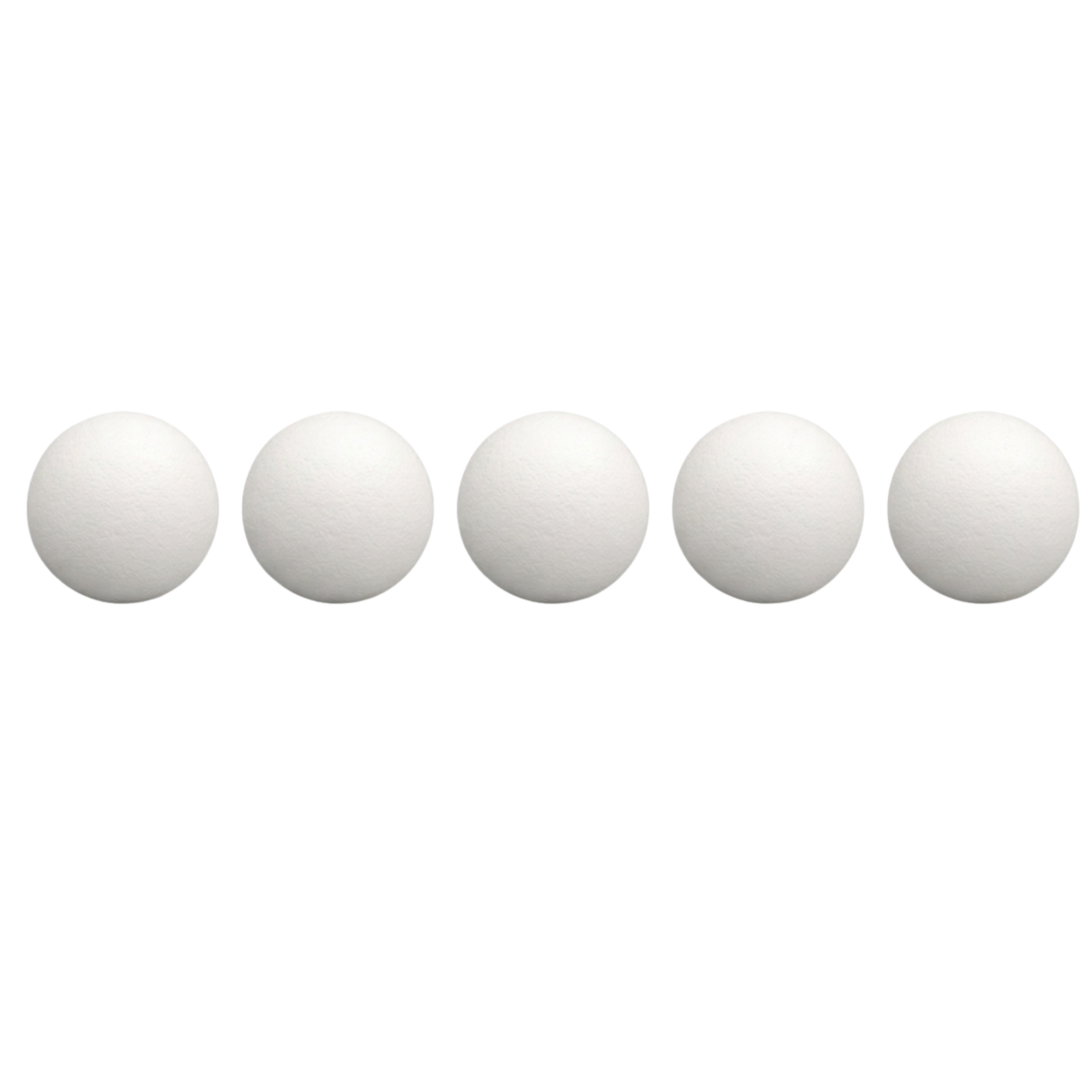 Lot de 5 balles de baby-foot de compétition Stella en Elvax 750 blanches, texture rugueuse pour contrôle technique et accroche optimale.